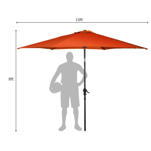Costway 10 FT Patio Umbrella Patio Market Steel Tilt W/ Crank Outdoor Yard Garden
