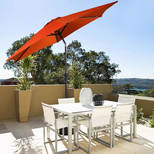 Costway 10 FT Patio Umbrella Patio Market Steel Tilt W/ Crank Outdoor Yard Garden