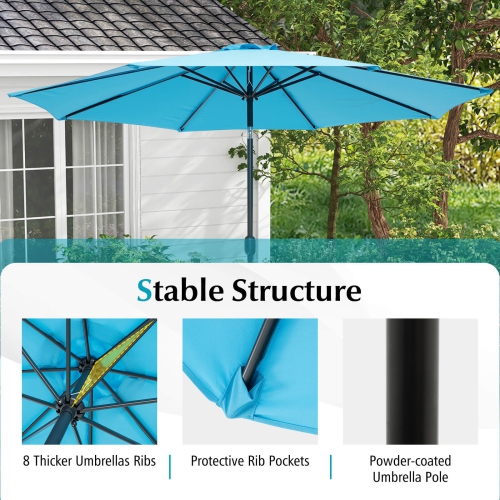 Costway 10 FT Patio Umbrella Patio Market Steel Tilt W/ Crank Outdoor Yard Garden