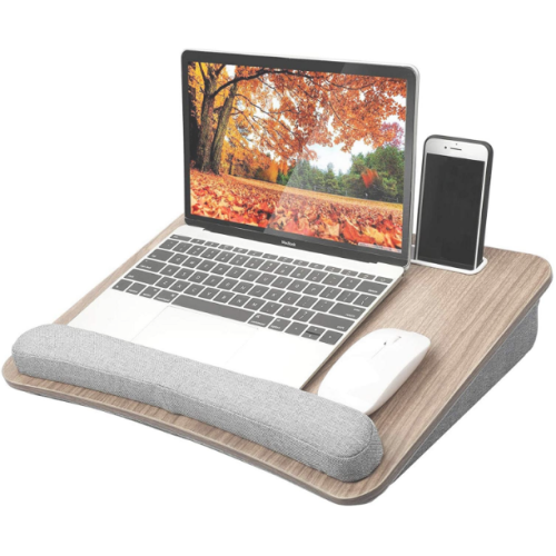 ACCEINFO  Huanuo Lap Laptop Desk - Portable Lap Desk w Pillow Cushion, Fits Up to 15.6 Inch Laptop, w Anti-Slip Strip & Storage Function for Home