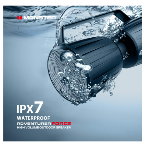 Bluetooth Speaker, Monster Adventurer Force IPX7 Waterproof Bluetooth Speaker 5.0 with Microphone Input for Karaoke, 40W Portable Bluetooth Speakers