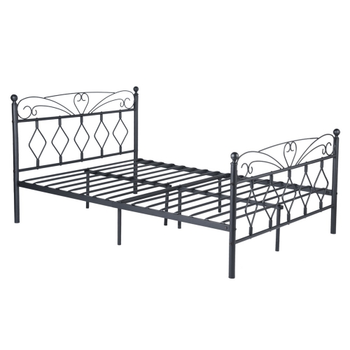 HOMY CASA Black Twin Size,Mattress Foundation Bed Frames with Special Headboard and Footboard Sturdy Metal Platform Frame Assemble Easily Mattress