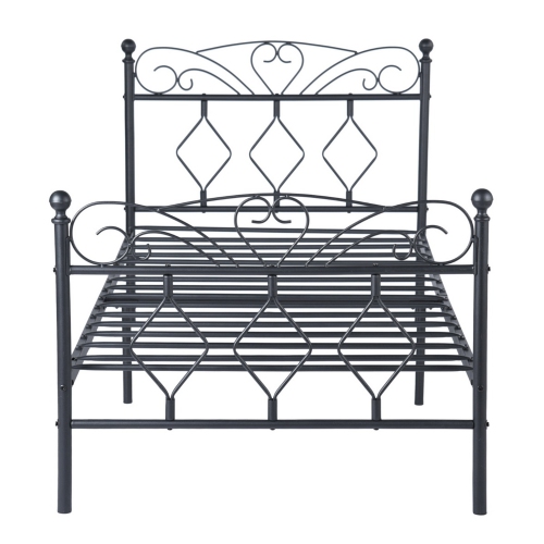 HOMY CASA Black Twin Size,Mattress Foundation Bed Frames with Special Headboard and Footboard Sturdy Metal Platform Frame Assemble Easily Mattress