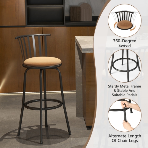 Homy Casa Set of 3 Adjustable Bar Stools with Backrest and Comfortable Cushion for Crafting, Sewing, and High Work Desk