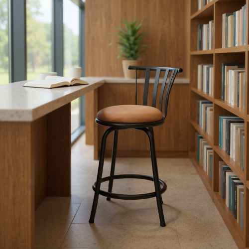 Homy Casa Set of 1 Adjustable Bar Stool with Backrest and Comfortable Cushion for Bookstore, Library, and Reading Nook