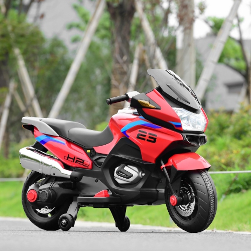 Costway 12V Kids Ride On Motorcycle Electric Motor Bike w/ Training Wheels & Light