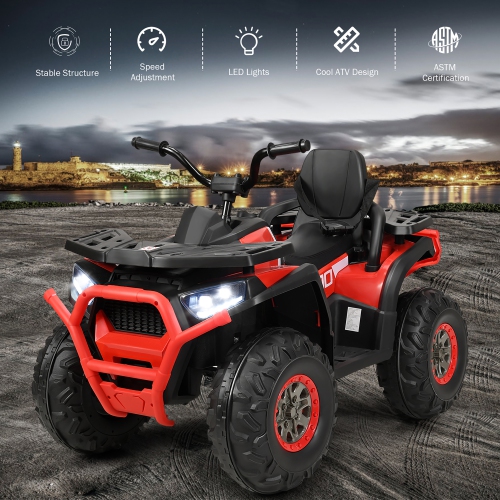 Costway 12V Kids Electric 4-Wheeler ATV Quad 2 Speeds Ride On Car w/MP3&LED Lights