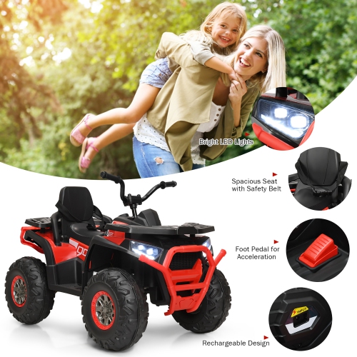 Costway 12V Kids Electric 4-Wheeler ATV Quad 2 Speeds Ride On Car w/MP3&LED Lights
