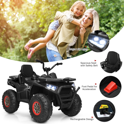 Costway 12V Kids Electric 4-Wheeler ATV Quad 2 Speeds Ride On Car w/MP3&LED Lights