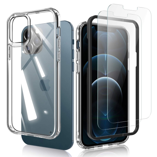 Tocol for iPhone 12 Pro Max Case with 2 Pack Tempered Glass Screen
