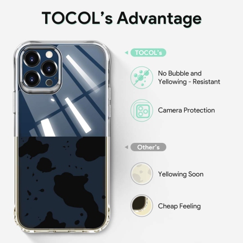 Tocol for iPhone 12 Pro Max Case with 2 Pack Tempered Glass Screen Protector, 6.7-inch Soft Bumper with Hard PC Back, Yello