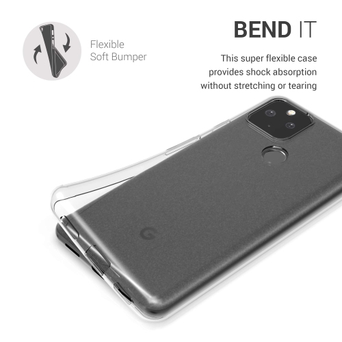 kwmobile Crystal Case Compatible with Google Pixel 5 - Soft Flexible TPU Silicone Protective Cover - Transparent