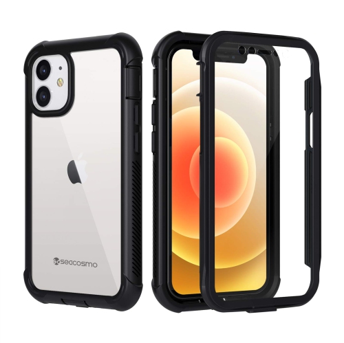seacosmo iPhone 12 Mini Case, Built-in Screen Protector Full Body Clear Bumper Phone Case Rugged Shockproof Protective Cas