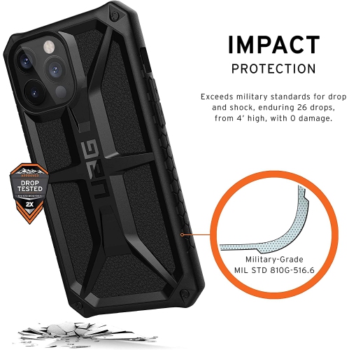 URBAN ARMOR GEAR UAG Designed for iPhone 12 Pro Max Case [6.7-inch Screen] Rugged Lightweight Slim Shockproof Premium Monarch Protective Cover, Black