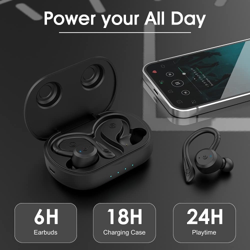 Sport Headphones with Earhook Design, APEKX True Wireless