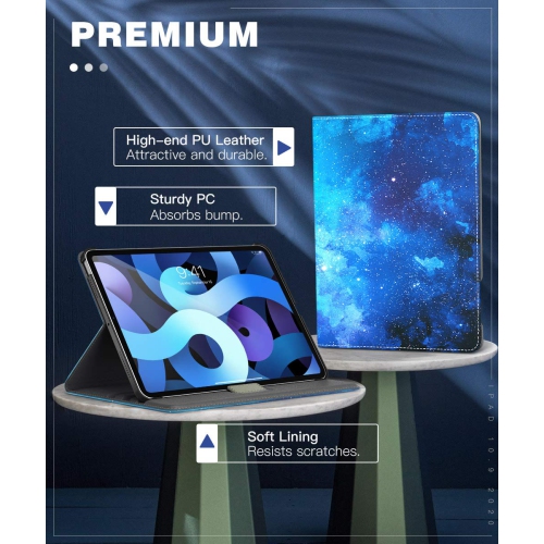 Dadanism iPad Air 4th Generation Case 2020 iPad 10.9 Case, 90 Degree Rotating Stand Leather Protective Cover, Smart Swivel C