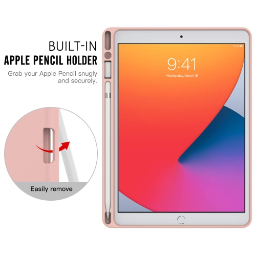 MoKo Case Fit New iPad 10.2" 2020/2019 with Apple Pencil Holder, Slim Lightweight Smart Shell Stand Cover Case Fit iPad 8th