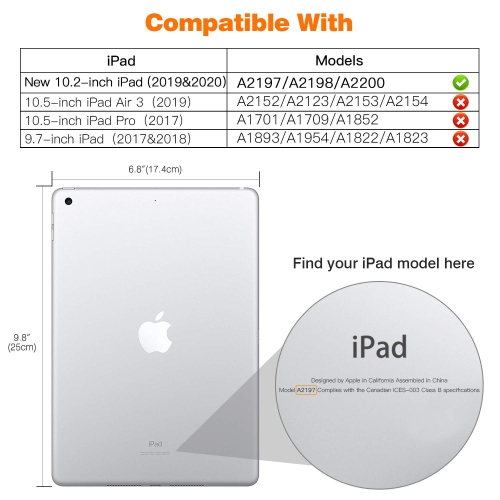 MoKo Case Fit New iPad 10.2" 2020/2019 with Apple Pencil Holder, Slim Lightweight Smart Shell Stand Cover Case Fit iPad 8th