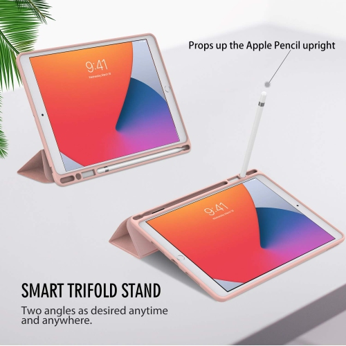 MoKo Case Fit New iPad 10.2" 2020/2019 with Apple Pencil Holder, Slim Lightweight Smart Shell Stand Cover Case Fit iPad 8th