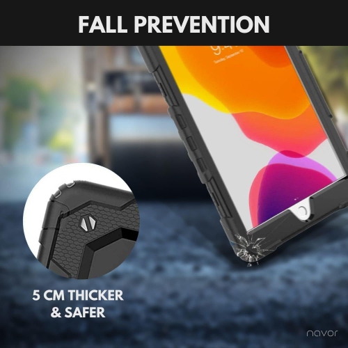 NAVOR stock iPad 9th/8th/7th Generation Case, iPad Three Layer Drop Protection Case with [360 Rotating Stand] Hand Strap &[Pencil Holder] iPad