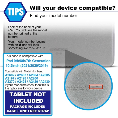 NAVOR stock iPad 9th/8th/7th Generation Case, iPad Three Layer Drop Protection Case with [360 Rotating Stand] Hand Strap &[Pencil Holder] iPad