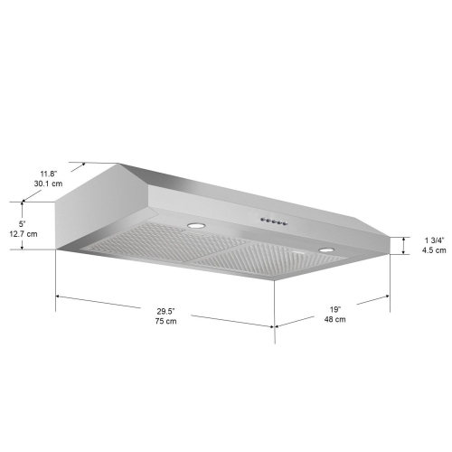 Slim III 30" with LED lights Range Hood