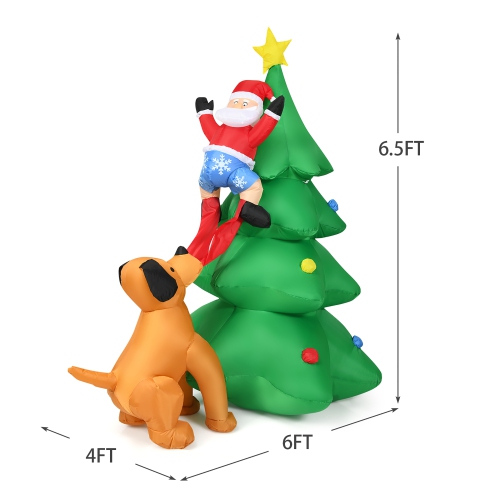 Costway 6.5FT Christmas Inflatable Tree Santa Decor w/LED Lights Outdoor Yard Decoration