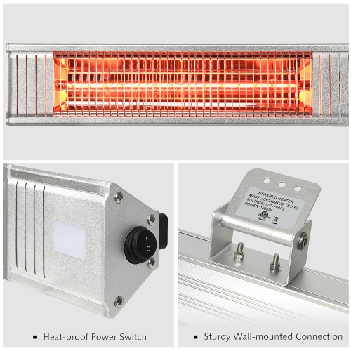 Costway 1500W Infrared Patio Heater w/ Remote Control & 24H Timer for Indoor Outdoor