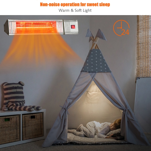 Costway 1500W Infrared Patio Heater w/ Remote Control & 24H Timer for Indoor Outdoor