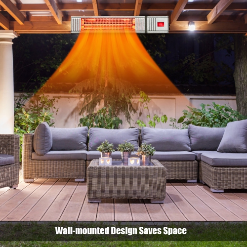 Costway 1500W Infrared Patio Heater w/ Remote Control & 24H Timer for Indoor Outdoor