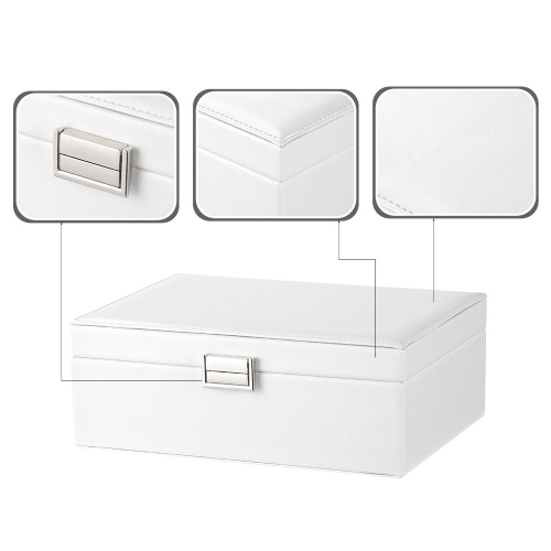 Coffret à bijoux femmes en similicuir présentoir à bijoux verrouillable porte-bijoux organisateur pour collier à anneaux de boucles d'oreilles