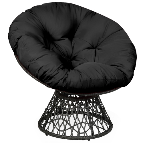 Costway Rattan Papasan Chair Ergonomic Chair 360-degree Swivel Soft ...