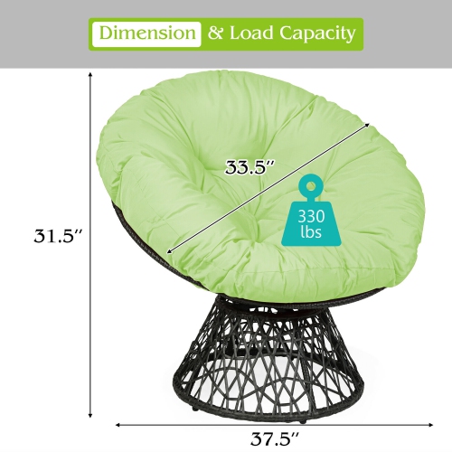Costway Rattan Papasan Chair Ergonomic Chair 360-degree Swivel Soft Cushion Garden