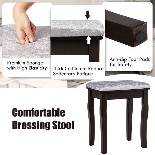 Vanity Dressing Table Set w/ 10 Dimmable Bulbs Touch Switch Cushion Stool