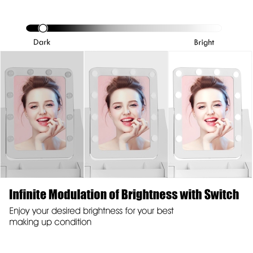 Vanity Dressing Table Set w/ 10 Dimmable Bulbs Touch Switch Cushion Stool