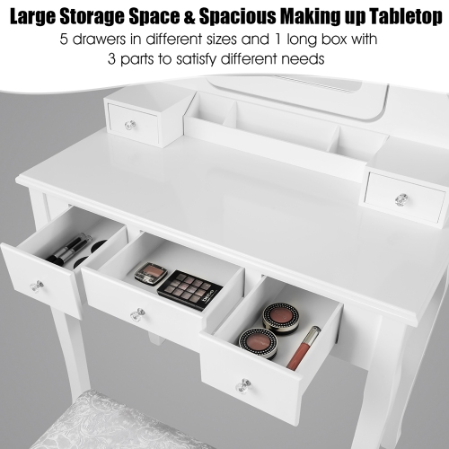 Vanity Dressing Table Set w/ 10 Dimmable Bulbs Touch Switch Cushion Stool