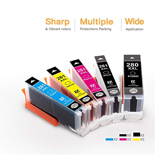 E-Z Ink Compatible Ink Cartridge Replacement for Canon 280 281 PGI-280XXL CLI-281XXL for PIXMA TR7520 TR8520 TS6120 TS...