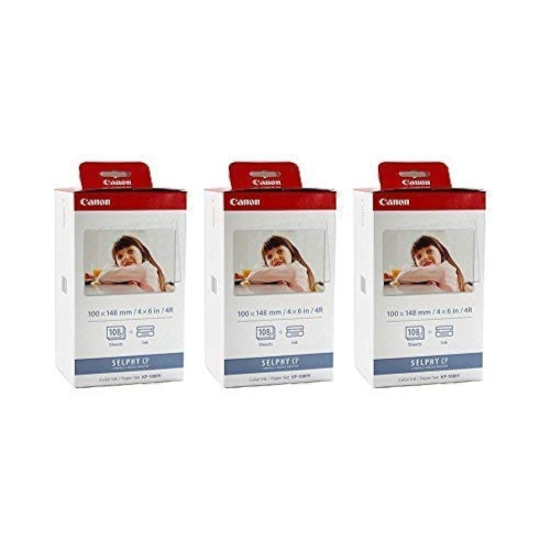 Canon KP-108IN Color ahPJNL Ink and 4 x 6 Paper Set, 108 Count