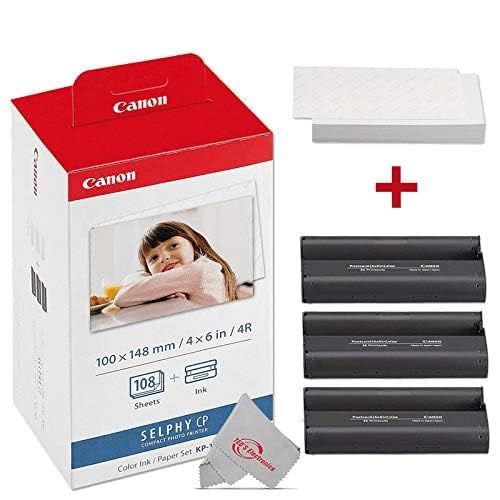 Canon KP-108IN Color ahPJNL Ink and 4 x 6 Paper Set, 108 Count