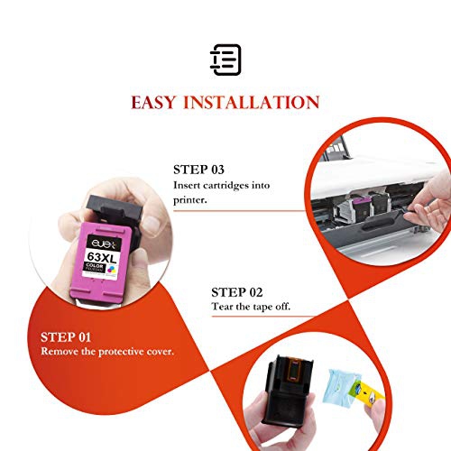 ejet Remanufactured Ink Cartridge Replacement for HP 63XL 63 XL to use with OfficeJet 3830 Envy 4520 4512 Officejet 4650 52...