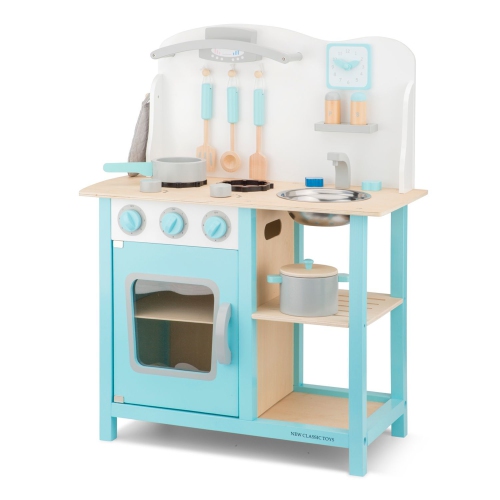 New Classic Toys Wooden Pretend Play Kitchen Bon Appetit - Blue