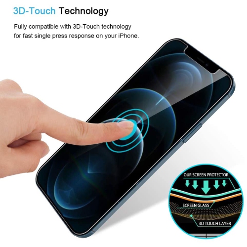Screen Protector for iPhone iPhone 12/12 Pro 6.1-Inch, Tempered Glass Film, 2-Pack