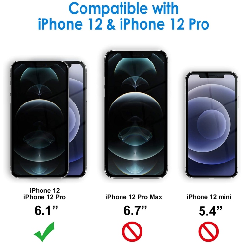 Screen Protector for iPhone iPhone 12/12 Pro 6.1-Inch, Tempered Glass Film, 2-Pack