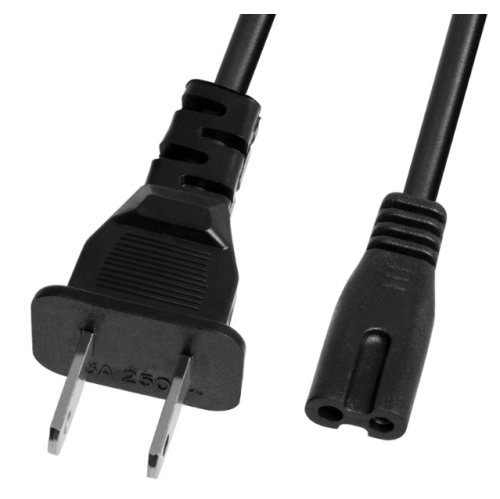 Fosmon 2-Slot To Standard Power Cord, 2 Prong Figure 8 Power Cord / PA-14, Dual Pin Non-Polarized Universal Replacement Wall Cable Compatible with