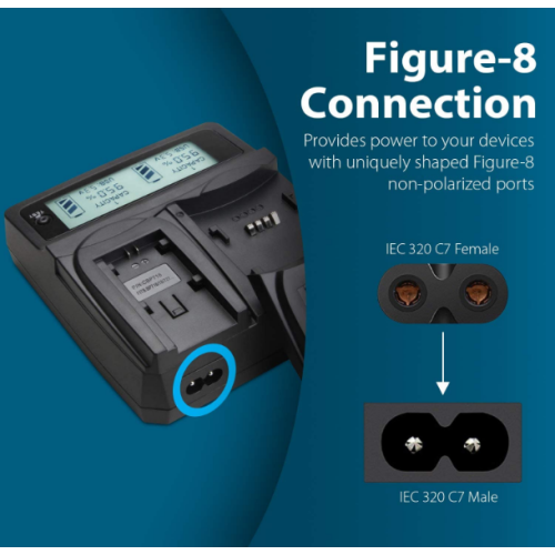 Fosmon 2-Slot To Standard Power Cord, 2 Prong Figure 8 Power Cord / PA-14, Dual Pin Non-Polarized Universal Replacement Wall Cable Compatible with