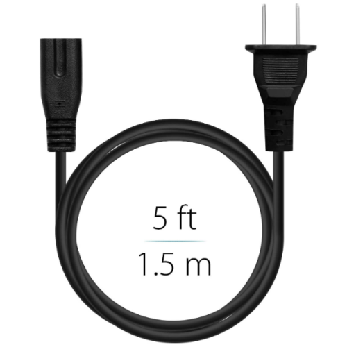 Fosmon 2-Slot To Standard Power Cord, 2 Prong Figure 8 Power Cord / PA-14, Dual Pin Non-Polarized Universal Replacement Wall Cable Compatible with