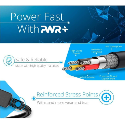 Pwr AC Cable Replacement Power Cord 2 Prong 6 Feet Black