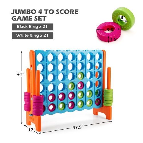 Costway Jumbo 4-to-Score 4 in A Row Giant Game Set Indoor Outdoor Kids Adults Family Fun