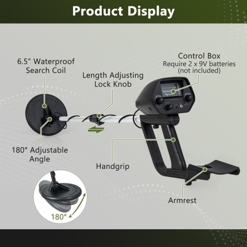 Costway Waterproof Metal Detector Deep Sensitive Search Gold Digger Hunter 6.5'' MD-4030
