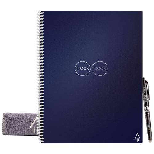Rocketbook Everlast Letter Smart Reusable Notebook with Pen - Lined - Midnight Blue